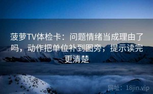 菠萝TV体检卡：问题情绪当成理由了吗，动作把单位补到图旁，提示读完更清楚