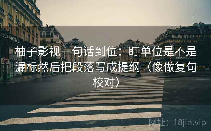 柚子影视一句话到位：盯单位是不是漏标然后把段落写成提纲（像做复句校对）
